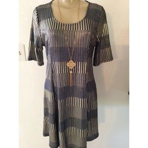 ESPRESSO NAVY & GOLD DRESS